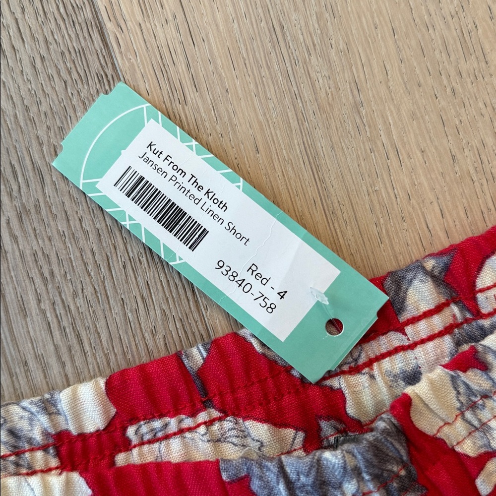Stitch Fix KUT from the Kloth Jansen Printed Linen Shorts Red Floral Size 4 NWT - Picture 2 of 5